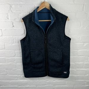 Figs Scrubs Women's Sleeveless Full Zip Casablanca Reversible Fleece Vest Blue M